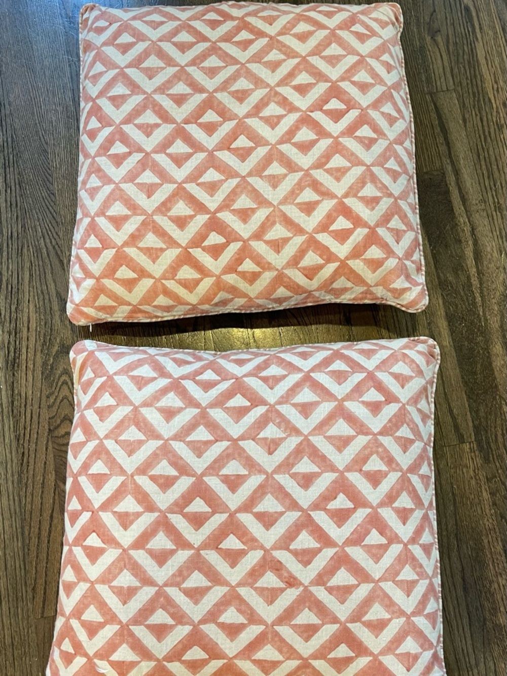Geometric Rusty Red and White Throw Pillow - Set of 2